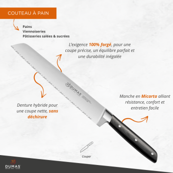 Couteau à pain 20 cm Micarta - 100 forgé - SIGNATURE