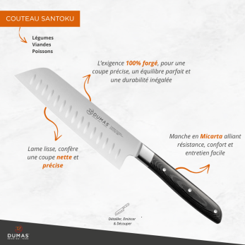 Couteau Santoku 18 cm Micarta - 100% forgé - SIGNATURE